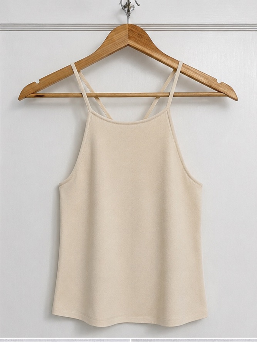 & Other Stories Neutral Beige Cross-Back Thick Woven Tank